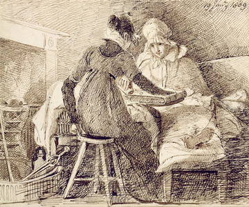 A Game of Backgammon, 19th January 1809 (pen and ink on paper)