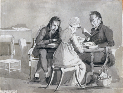 An Evening Reading, 17th February 1812 (pen and ink wash on paper)