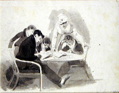 The Lesson, 1811 (pen and ink on paper)