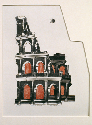 Il Colosseo, 1990 (wood engraving, collage and grey wash on paper)