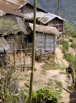 Laos, Northern Province, scene of daily life in the Akha village of Ano (photo)