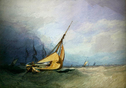 Seascape with Boats (w/c on paper)