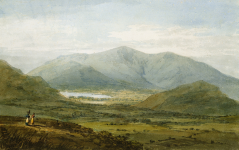 Skiddaw from the Newlands Valley, Bassenthwaite Lake in the distance (pencil & watercolour on paper)
