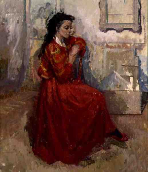 Cathryn in Red (oil on canvas)