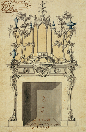 Design for Rococo Chimney Piece, 1754 (pen & ink and w/c on paper)