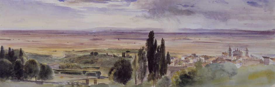 Frascati from the Villa Aldobrandini (w/c on paper)