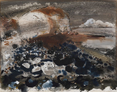 Cuckmere Beach with the Seven Sisters (pencil, ink, watercolour & gouache on paper)