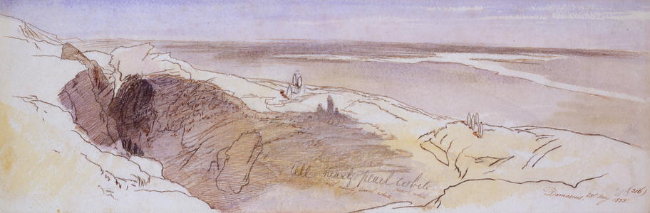 In the Desert near Damascus, 1858 (pencil, pen & ink and watercolour on paper)