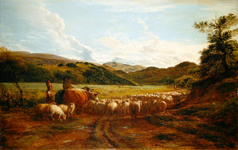 A Fine Evening After Rain, a Scene in Wales (oil on panel)