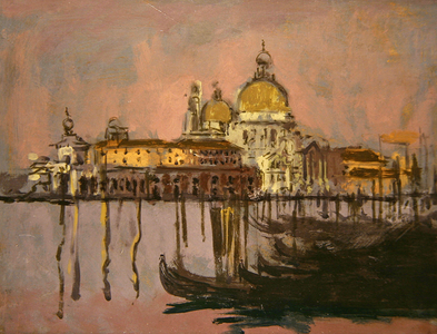 The Dogana and Santa Maria della Salute (oil on panel)