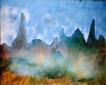 Landscape (acrylic & lacquer spray on canvas)