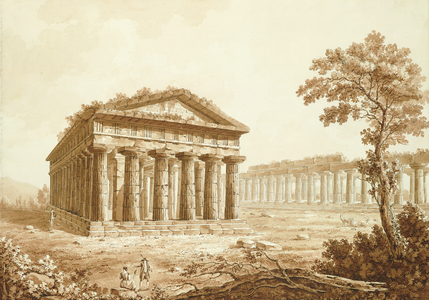 The Temple of Neptune and the Basilica at Paestum (w/c on paper)