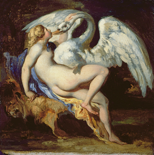 Leda and the Swan (oil on board)
