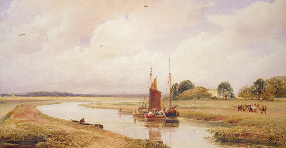 Langrick Ferry on the River Witham near Boston, Lincolnshire (w/c on paper)