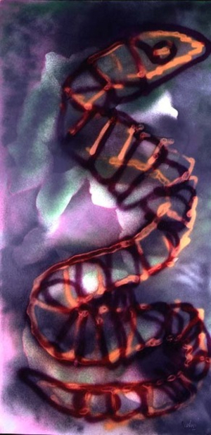 Snake (Orange and Purple), c.1989 (enamel spray paint on canvas)