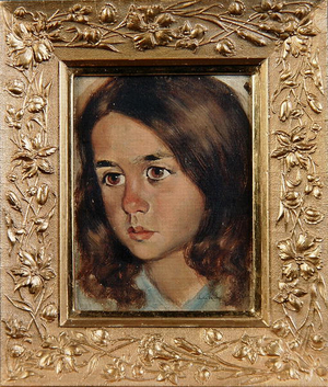 Portrait of a dark haired girl (oil on canvas)