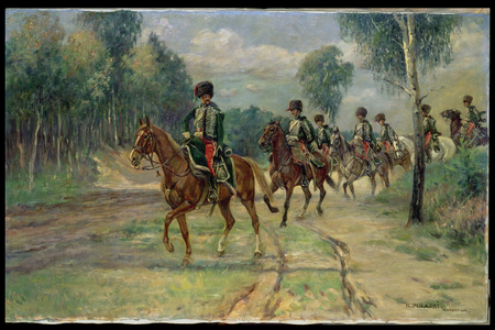 Squadron of Hussars, c.1920 (oil on canvas)