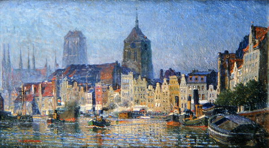 Gdansk, view from beside the Port, 1920 (oil on canvas)
