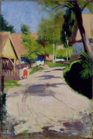 Road through a Village, 1910 (oil on board)