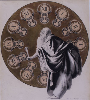 Father Time, 1904 (pen & ink on paper with gold leaf)