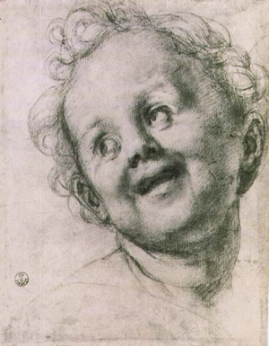 Study of a putto for the 'Holy Family with Saints' (Pucci altarpiece) in the Church of San Michele Visdomini (San Michelino), Florence, c.1518 (chalk)