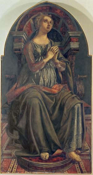 Hope, from a series of panels depicting the Virtues designed for the Council Chamber of the Merchant's Guild Hall, 1469 (tempera on panel)