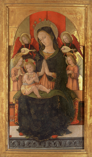Madonna and Child with Angels (tempera on panel)