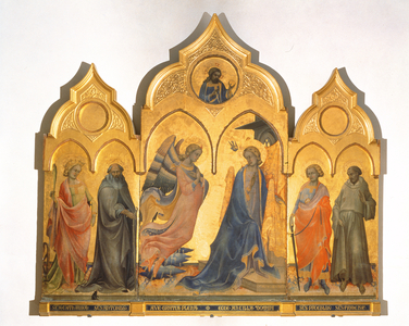 Annunciation with Saints (tempera on panel)