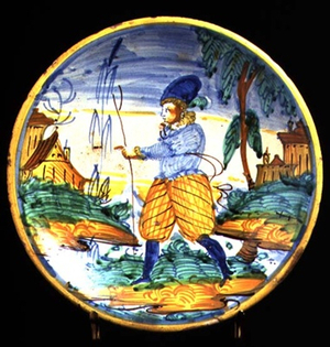 Maiolica plate depicting a male figure, Italian, 16th century (ceramic)