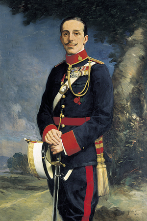 Portrait of Alfonso XIII (1886-1941), King of Spain in military uniform. Painting by Kaulak (19th century), 1915 Oil on canvas. Spain, Segovia. Alcázar.