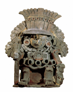 Representation of Xipotec, god of jewellers, crops and spring, from Monte Alban, Oaxaca, Mexico, 4th-6th century (sculpture)