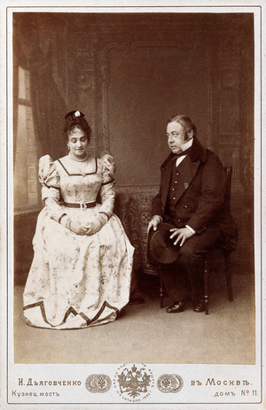 Actors Maksheev y Nikulin in a scene of “" Marriage "” piece by Nikolai Vasilievich Gogol (1809-1852), Russian writer. Maly Theatre in Moscow, 1893. ©AISA/Leemage