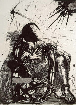Sigismond prisonner, illustration for "La vida es sueno", 1962 (engraving)