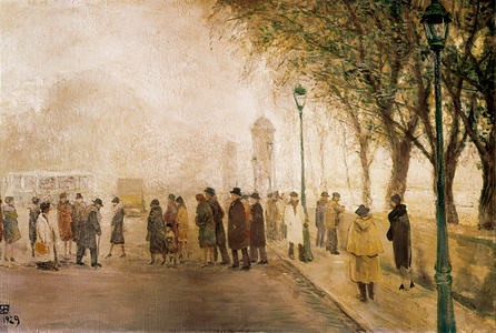 Le passage. (Oil on canvas, 1929)