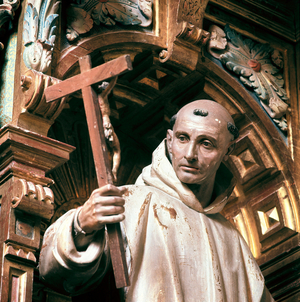 Saint Bruno (1030-1101), founder of the Order of the Chartreux. Wooden sculpture by Manuel Pereira (1614-1667)