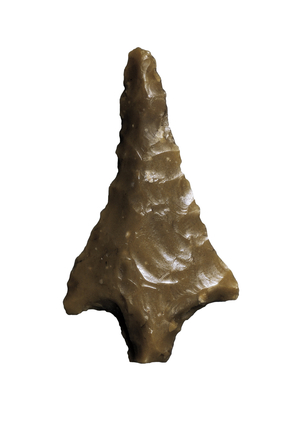 Arrow point of prehistory (Upper Paleolithic - Solutreen). is native to Velez Blanco, cave of Ambrosio Barcelona (bone)