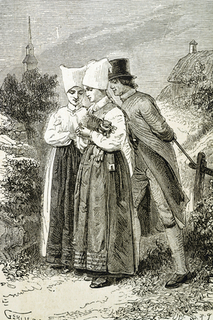 People with typical clothing, 19th (Engraving)