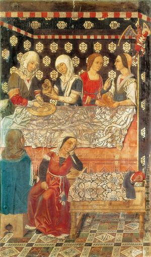 Detail of the Nativity of St. Stephen, from the altarpiece of St. Stephen, Church of St. Esteve, c.1492-1500 (tempera on wood)