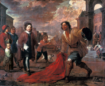 A Madman Lays Down his Cape for the Infant Saint Francis to Walk Upon (oil on canvas)