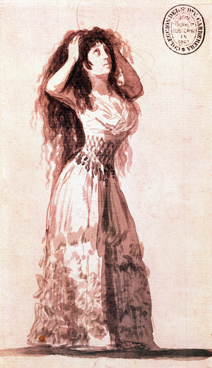 Duchess Alba putting her hair in order. Drawing by Francisco de Goya y Lucientes (1746-1828). 1796.
