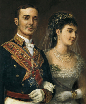 Marriage of Alphonse XII (1857-1885), King of Spain and Maria de las Mercedes (1860-1878) in 1878 (detail) (oil on canvas)