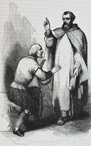 ALMAGRO, Diego de (1475-1538). Spanish conquistador in Peru. PERU (1538). Notification of the death sentence to Diego de Almagro. Illustration of 1851. Engraving. Private Collection ©Lorio/Iberfoto/Leemage