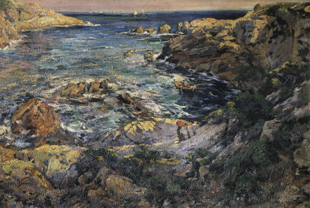 “" View of the coast of Aiguablava in Spain "” Painting by Francesc Gimeno i Arasa (1858-1927) End 19th beginning 20th century Barcelona. Museu Nacional d'Art de Catalunya.