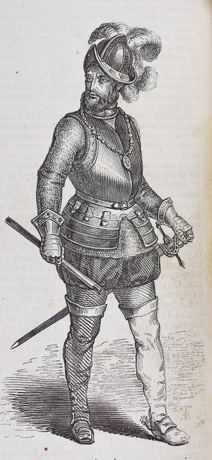 ALVARADO, Pedro de (1485-1541). Spanish conquistador and governor of Guatemala. Conquest of Mexico (1519-1521). Pedro de Alvarado. Illustration of 1851. Engraving. Private Collection ©Lorio/Iberfoto/Leemage