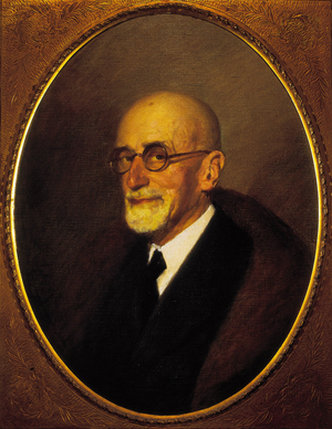 Portrait de Jacinto Benavente y Martinez (1866-1954) Peinture de Manuel Benedito Vives (1875-1963). 1951 environ. Madrid. Association of Spanish Writers and Artist.