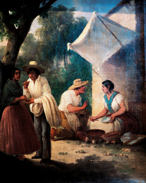 The grocer. Painting by Manuel Serrano (19th century). Chapultepec Castle, Distrito Federal. Mexico City.