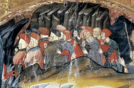 The people of Israel crossing the Red sea guided by Moses