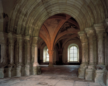 The Chapter Room, Cistercian abbey of Fontenay, in Marmagna, Cote d'or, Burgundy, built in 1119 (photo)