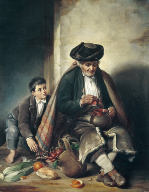 Man and boy. end 19th century (oil on canvas)