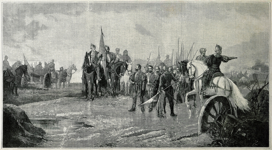 War of the Communities of Castile: Battle of Villalar. Victory of the royalist troops over the communities (23 April 1521). Engraving, Spain 16th century.